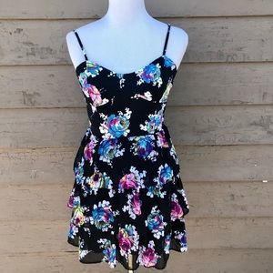 Aeropostale Cotton Floral Ruffle Bustier Dress M